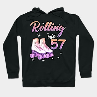 57 Years Old Birthday Girls Rolling Into  57th Birthday Hoodie